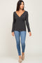 Charcoal Ribbed Long Sleeve Wrap Nursing Top