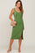 Olive Ribbed Back Cutout Midi Dress