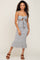 Blue Floral Knot Front Smocked Midi Dress