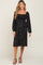 Black Printed Long Sleeve Maternity Midi Dress