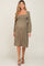 Olive Printed Long Sleeve Maternity Midi Dress