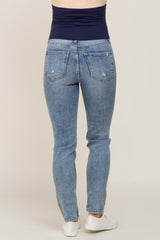 Light Blue Slightly Distressed Maternity Skinny Jeans