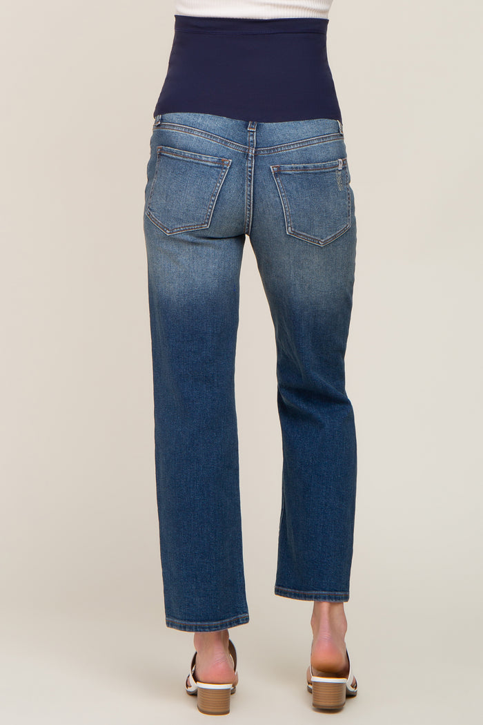 Medium Wash Distressed Knee Maternity Jeans