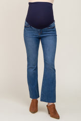 Navy Blue Bootcut Raw Hem Maternity Jean