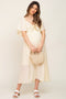 Cream Front Tie Ruffle Sleeve Maternity Midi Dress