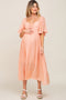 Peach Front Tie Ruffle Sleeve Maternity Midi Dress