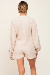 Cream Button Down Maternity Sweater Romper
