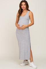 Heather Grey Sleeveless Striped Maxi Dress
