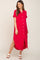 Fuchsia Button Down Hi Low Maternity Maxi Dress
