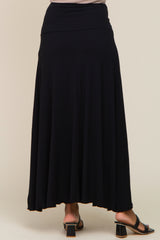 Black Hi-Lo Lettuce Hem Maxi Skirt
