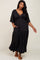 Black Deep V-Neck Tiered Plus Maxi Dress