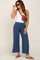 Navy Linen Frayed Hem Crop Maternity Pants