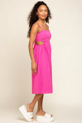 Fuchsia Scalloped Side Cutout Dress