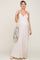 Beige Linen V-Neck Tie Strap Maternity Maxi Dress