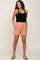 Peach Elastic Waist Linen Maternity Shorts