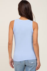 Light Blue Ribbed Basic Tank Top