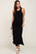 Black Ribbed Maternity Side Slit Tank Dress