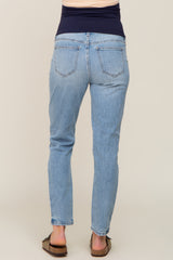 Light Wash Distressed Maternity Jeans