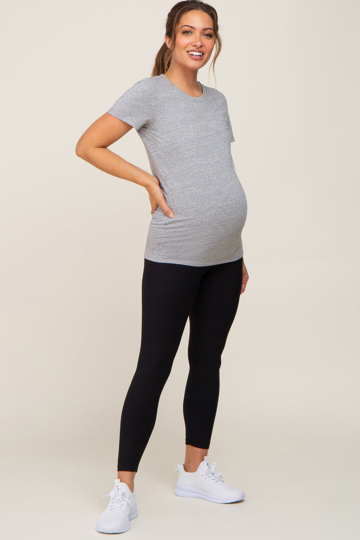 Black Ribbed Maternity Leggings