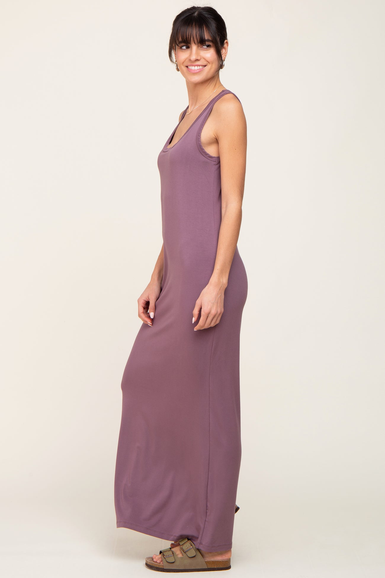 Mauve Basic Sleeveless Maxi Dress