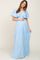 Light Blue Crepe Flounce Sleeve Tiered Maternity Maxi Dress