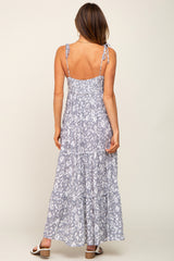 Grey Animal Print Tiered Maxi Dress