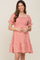 Coral Smocked Ruffle Trim Maternity Dress