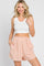 Peach Linen Ruffled Shorts