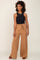 Camel Smocked Waist Wide Leg Linen Pants
