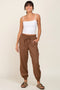 Brown Smocked Joggers