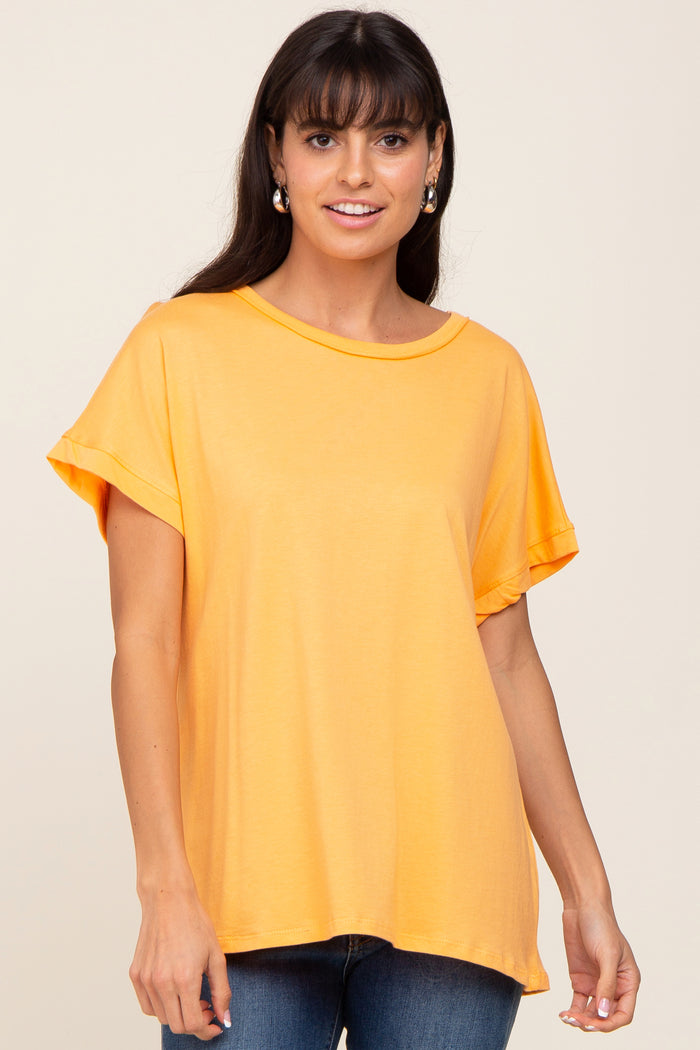 Orange Short Sleeve Maternity Top