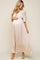 Beige Striped Ruffle Accent Maternity Maxi Dress