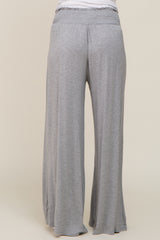 Grey Smocked Waist Flowy Maternity Pants