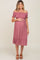 Mauve Off Shoulder Smocked Maternity Midi Dress
