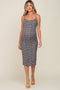 Black Printed Ribbed Sleeveless Maternity Midi Dress