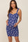 Navy Floral Shoulder Tie Ruched Maternity Dress