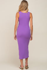 Lavender Ribbed Basic Maternity Maxi Dress