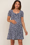 Navy Floral Short Sleeve Maternity Dress