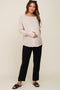 Beige Exposed Seam Long Sleeve Maternity Top
