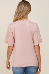 Light Pink Oversized Pocket Front Short Sleeve Maternity Top