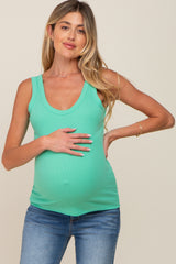 Mint Green Ribbed Basic Maternity Tank