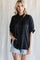 Black Satin Button Up Top