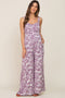 Lavender Floral Sweetheart Neck Maternity Jumpsuit