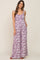 Lavender Floral Sweetheart Neck Maternity Jumpsuit