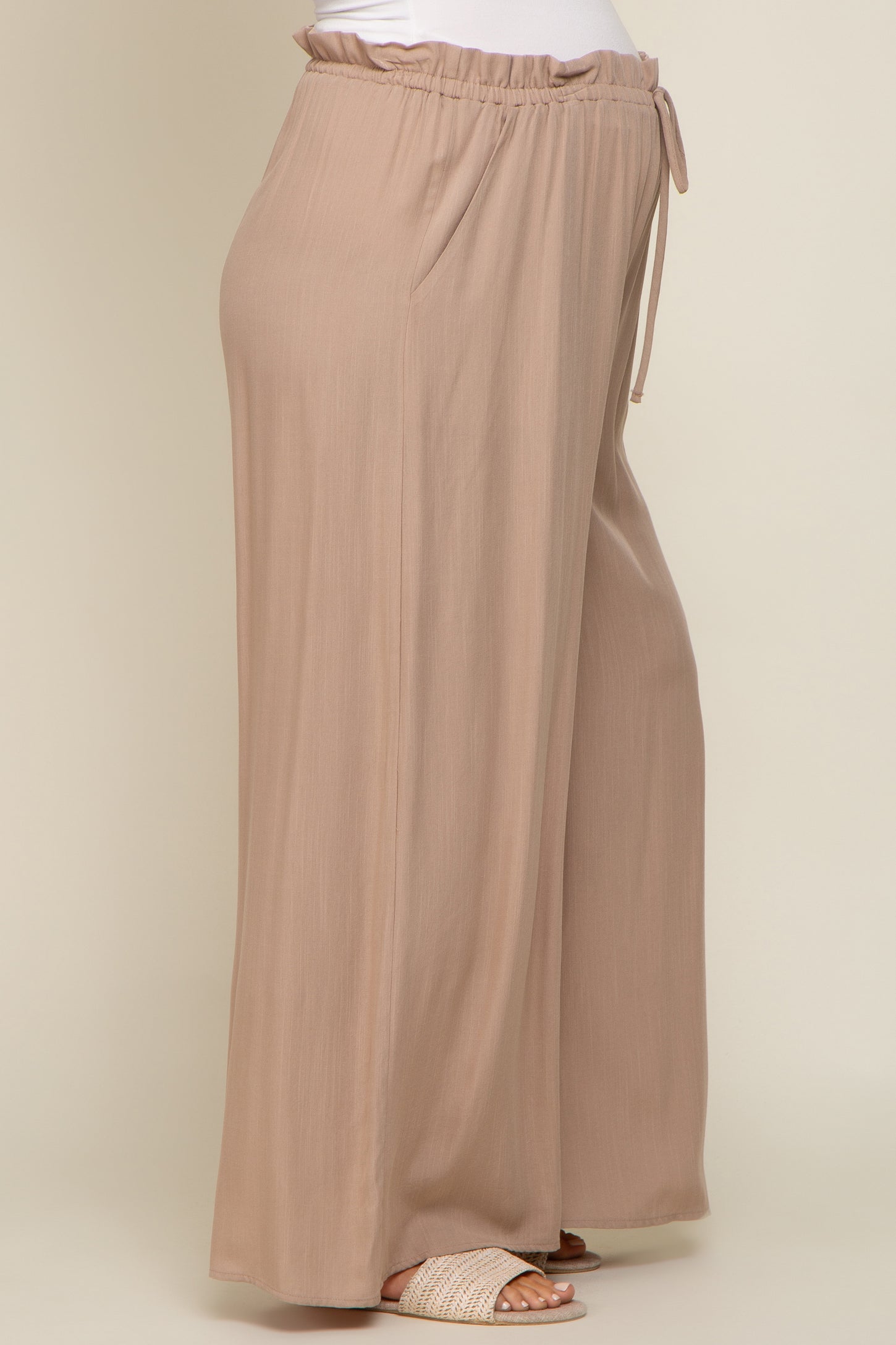 Taupe Wide Leg Maternity Pants