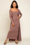 Mocha Ribbed Sleeveless Dress Cardigan Set