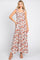 Cream Floral Smocked Shoulder Tie Tiered Maxi Dress