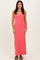 Pink Sleeveless Ribbed Maxi Dress