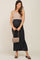 Black Ribbed Side Slit Maternity Midi Skirt
