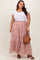 Pink Smocked Waist Tiered Plus Maxi Skirt
